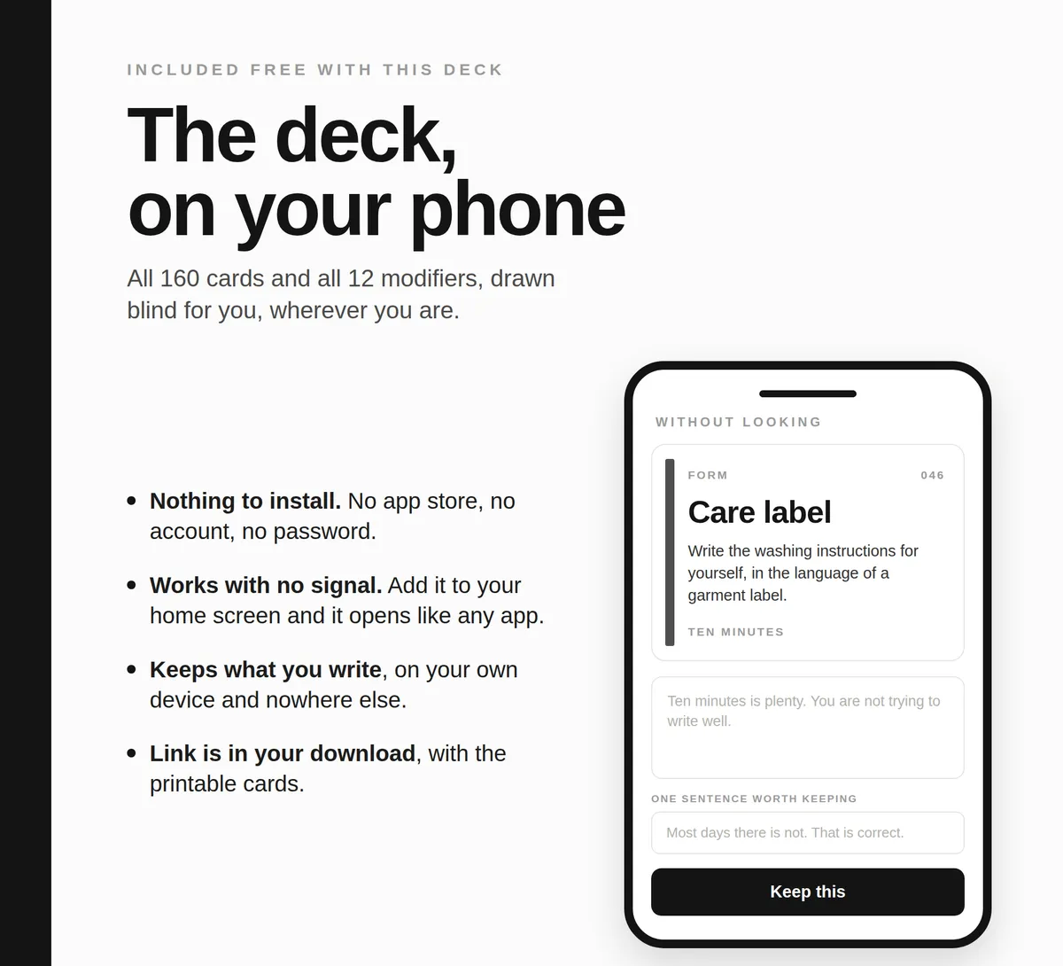 A constraint card reading write today as a shopping receipt, with prices