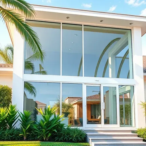 Impact windows and doors installation showcasing sleek designs on a sunlit home in Pembroke Pines FL with lush greenery.