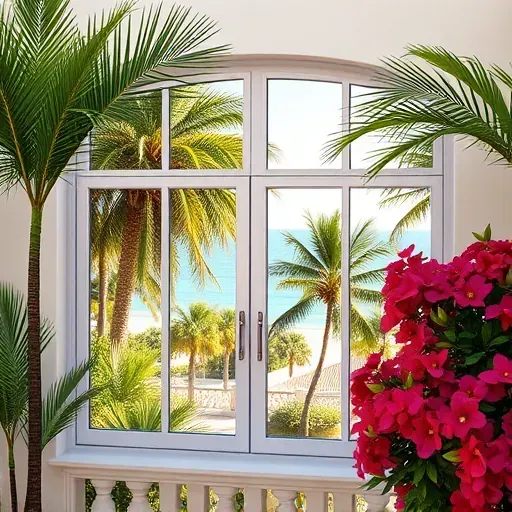 Impact Windows & Doors installation in Coral Gables showcasing sleek design reflecting tropical surroundings and Mediterranean style.