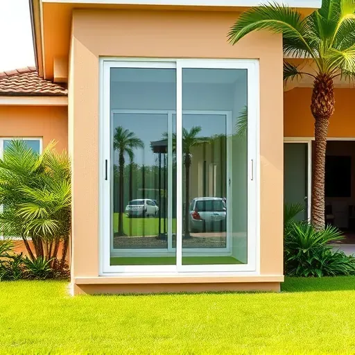 Freshly installed impact window on a modern home in Kendall FL, showcasing sleek glass and sturdy frame details.