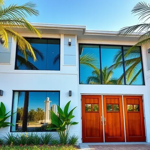 Impact windows and doors installation in Davie FL showcasing energy-efficient design, vibrant landscaping, and a serene atmosphere.