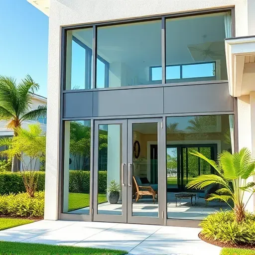 Impact windows and doors installed in a Westchester home, showcasing sleek design and vibrant landscaping outside.