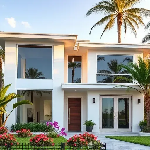 Modern home in Fort Lauderdale showcasing impact windows and doors with sleek glass, aluminum frames, and tropical landscape.