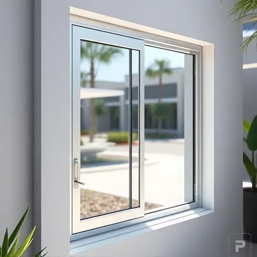 Sleek modern soundproof window with reflective glass installed on a contemporary building exterior in Kendall Florida