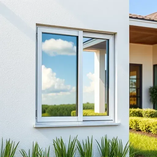 Freshly installed impact window in Lauderdale Lakes FL shows seamless fit, bright sky reflection, and secure modern home exterior