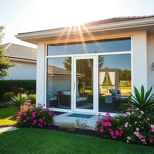 Completed installation of Impact Windows & Doors in a Wellington FL home featuring modern design and lush surroundings.