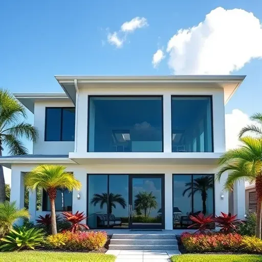 Impact Windows and Doors installation in Tavernier FL featuring sleek glass, tropical landscape, and modern home exterior.