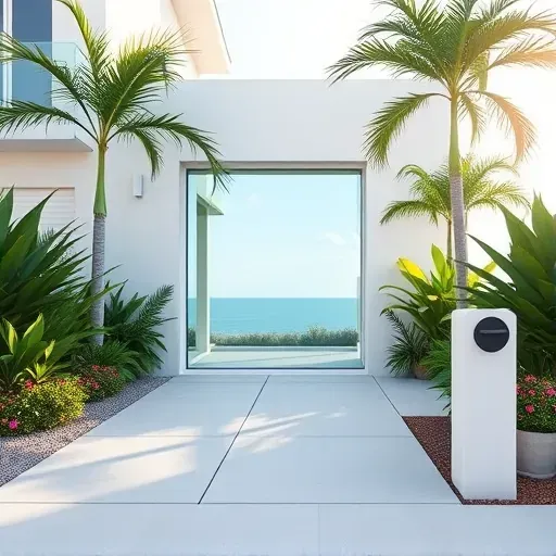 Freshly installed impact-resistant window in a modern North Miami home with tropical landscaping and sunny seaside ambiance