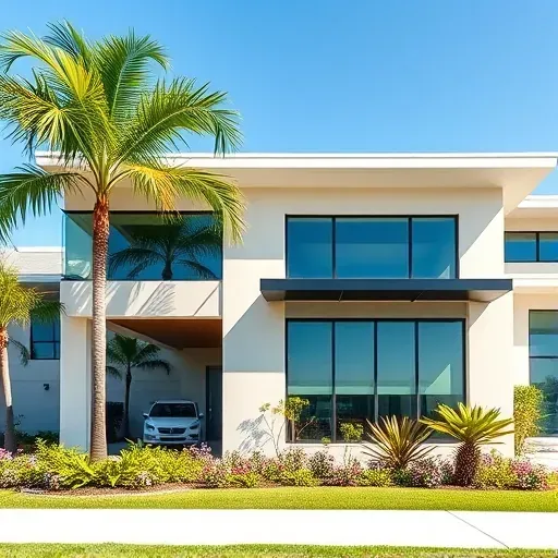 Completed impact window installation on a modern Doral home with sleek, energy-efficient impact windows and tropical landscaping