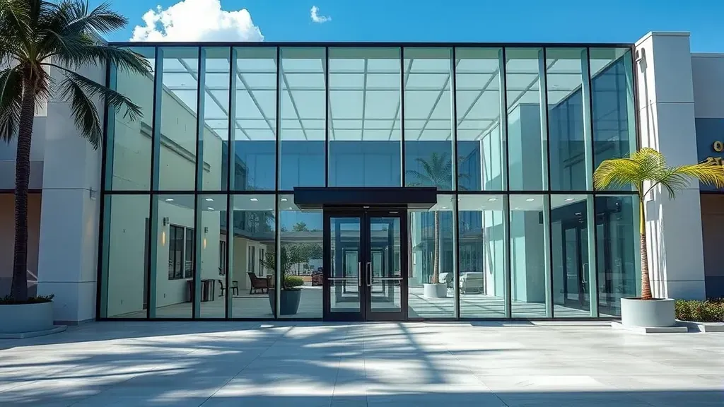 Commercial Impact Glass Systems projects in Kendall FL showcasing modern architecture and strong glass features