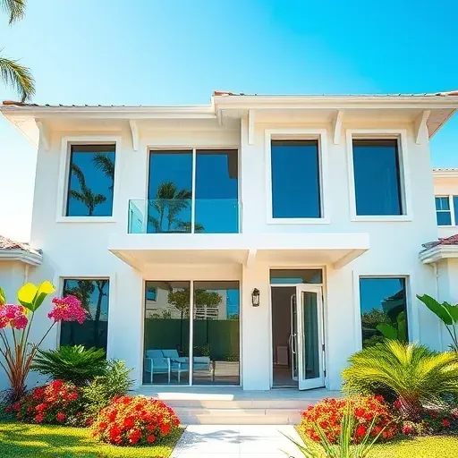 Completed Impact Windows and Doors on a modern Coral Springs home with sleek lines and vibrant landscaping.