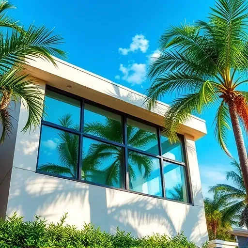 Freshly installed impact windows in Lauderhill FL showcasing sleek design, clear glass, and tropical surroundings.