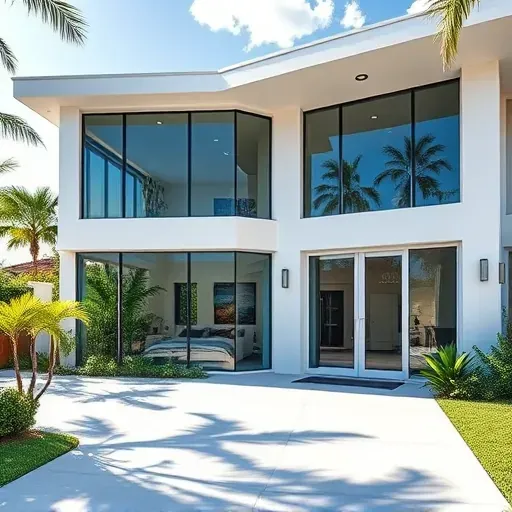 Impact windows and doors in a modern home exterior in Kendall, Florida showcasing durability and style