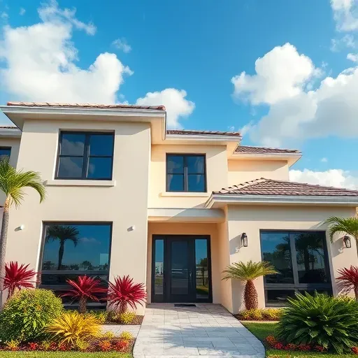 Impact Windows and Doors installation in Boynton Beach showcasing modern home, sleek design, and tropical landscaping.