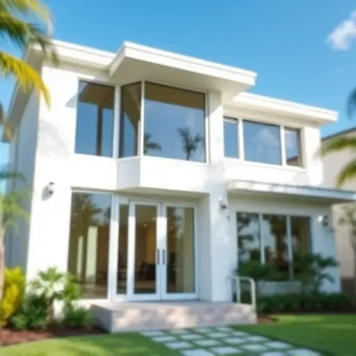 Impact windows and doors installed in a modern Kendall FL home with sleek design, clarity, and manicured surroundings.