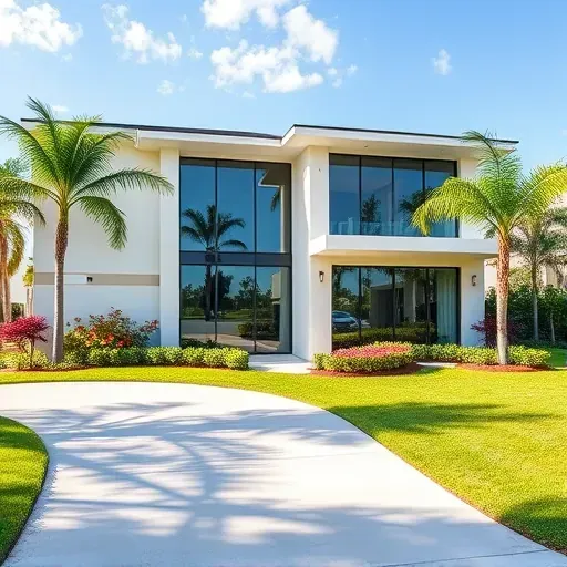 Completed impact window installation in Kendall FL showcasing modern home with sleek large windows and lush landscaping.