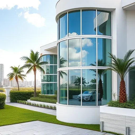 Successful impact window installation in Aventura FL showcasing clear windows, modern architecture, and a sunny backdrop.