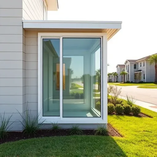 Freshly installed impact window in Pembroke Pines FL showing clear glass, durable frame, modern home exterior, and sleek landscaping
