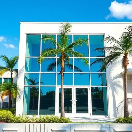 Impact Windows & Doors installation in North Miami, showcasing clear glass, modern design, and tropical landscaping.