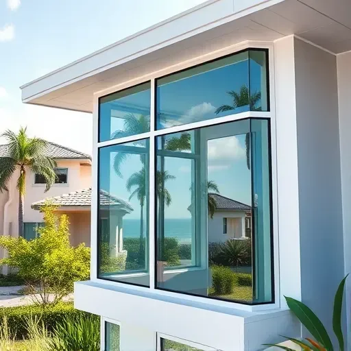 Freshly installed impact windows on a modern home in Hollywood, Florida, showcasing sleek design and durability.