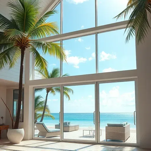 Impact Windows & Doors installation in Islamorada FL featuring large energy-efficient windows amidst tropical scenery.