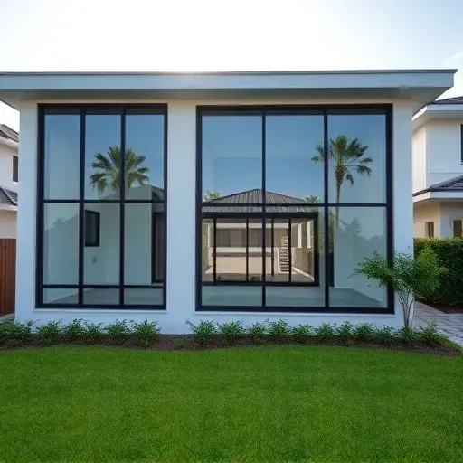 Completed impact window installation in Kendall FL featuring sleek windows and a well-maintained modern home facade.
