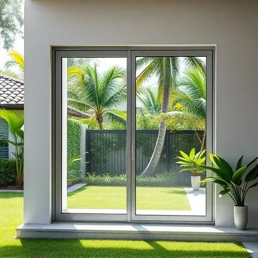 Newly installed modern picture window in Kendall Florida showcasing seamless glass, lush greenery, and elegant home exterior