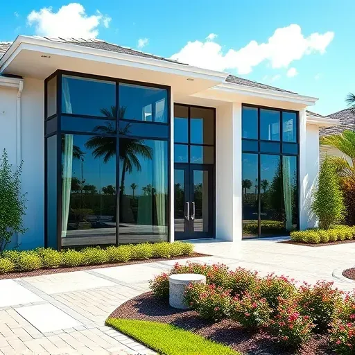 Impact Windows & Doors installation in Lauderdale Lakes FL showcasing sleek design, energy efficiency, and vibrant landscaping.