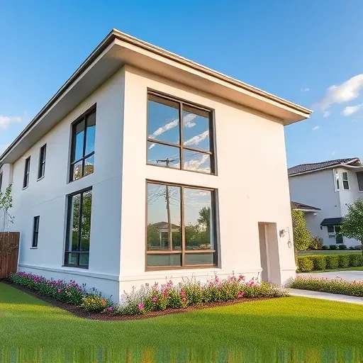 Recently installed impact windows on a modern Davie Florida home with sleek frames, sunny reflections, and lush landscaping