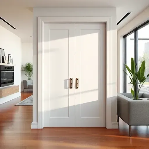 Modern interior with sleek accordion door, polished finishes, neutral tones, hardwood flooring, and natural light in Kendall FL