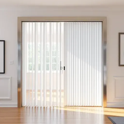 Completed polished aluminum accordion door in Kendall Florida with sleek panels, natural light reflection, and modern interior design