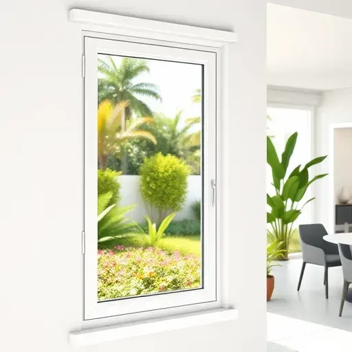 Close-up of an impact window in a modern Davie FL home with a sturdy frame and shatter-resistant glass reflecting sunlight.