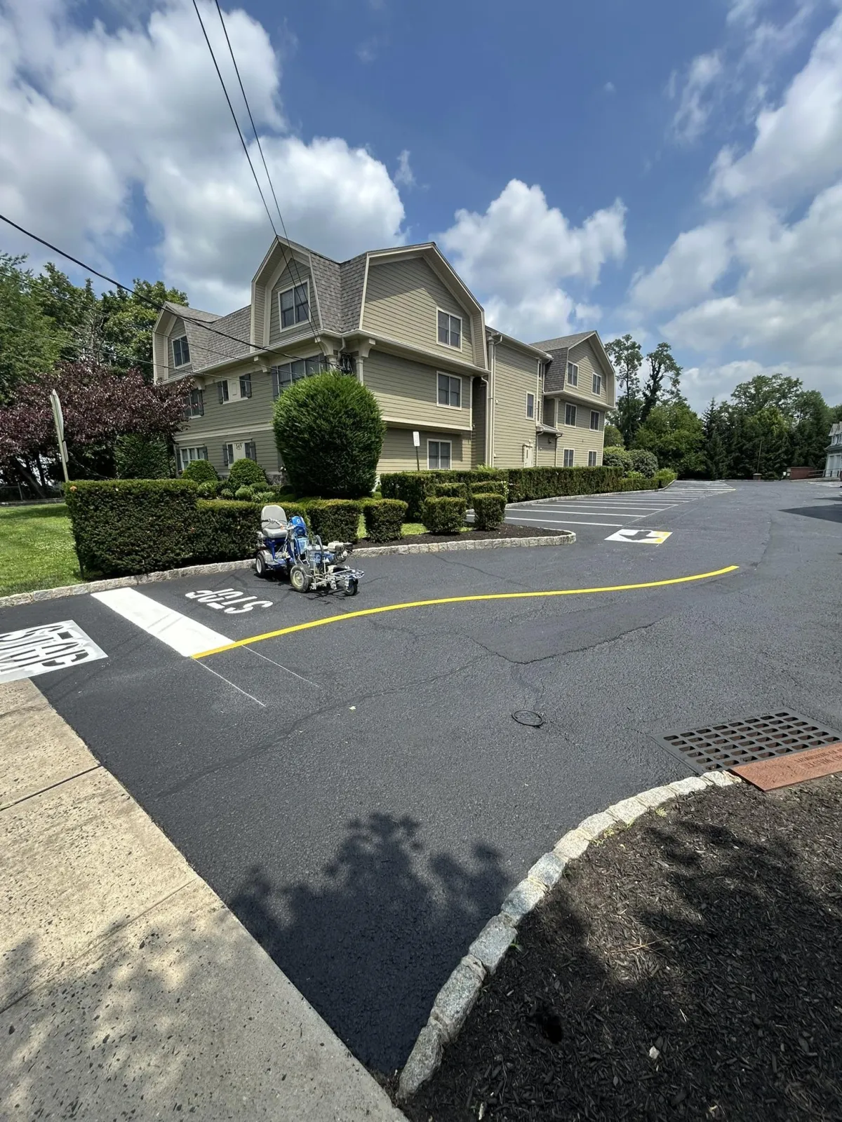 Striped commercial asphalt parking lot in New Jersey