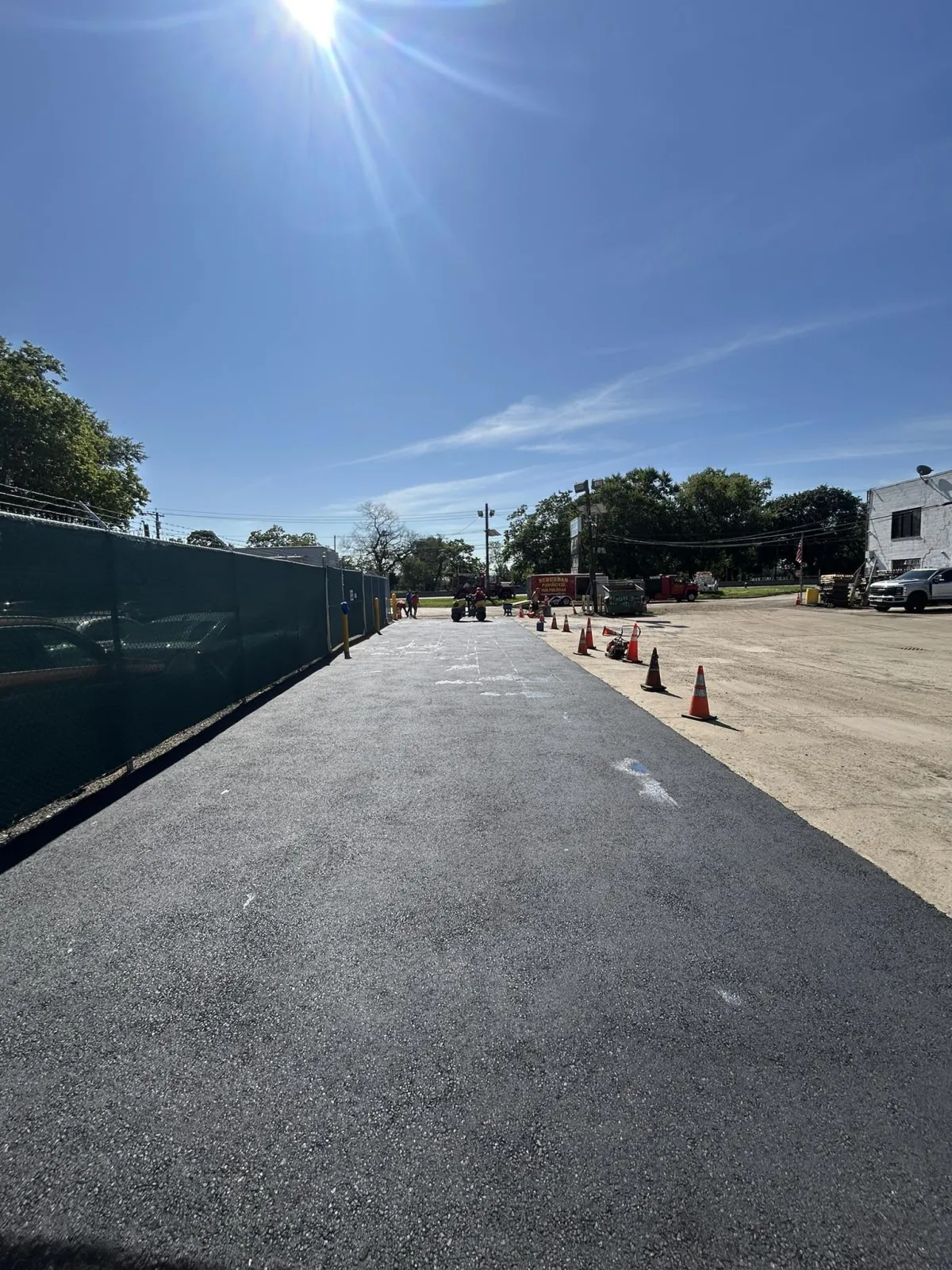 Freshly paved residential driveway in New Jersey suburb