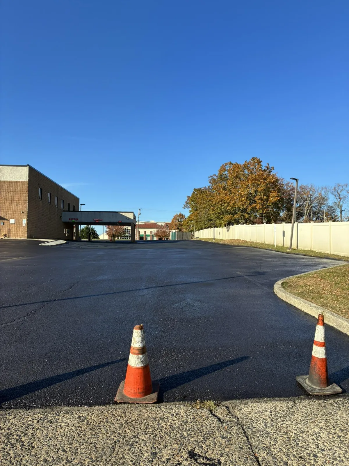 Freshly paved residential driveway in New Jersey suburb