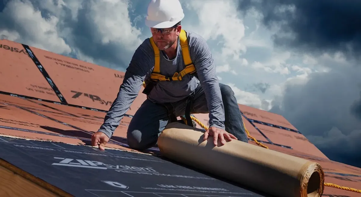 an expert roofer on peel and stick roofing installation