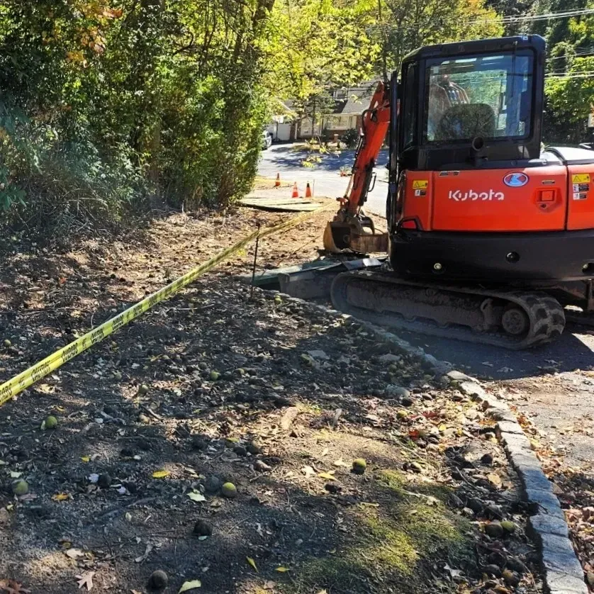 Water trench that has been dug in a baseball field