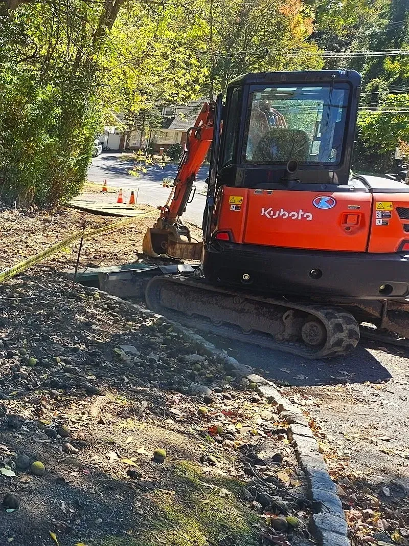 Water trench that has been dug in a baseball field