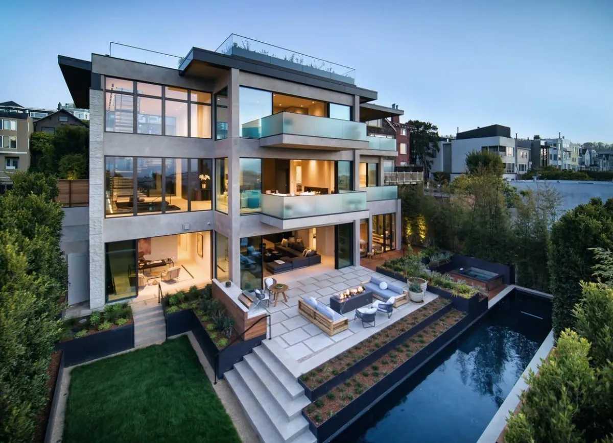 House by the ocean at dusk
