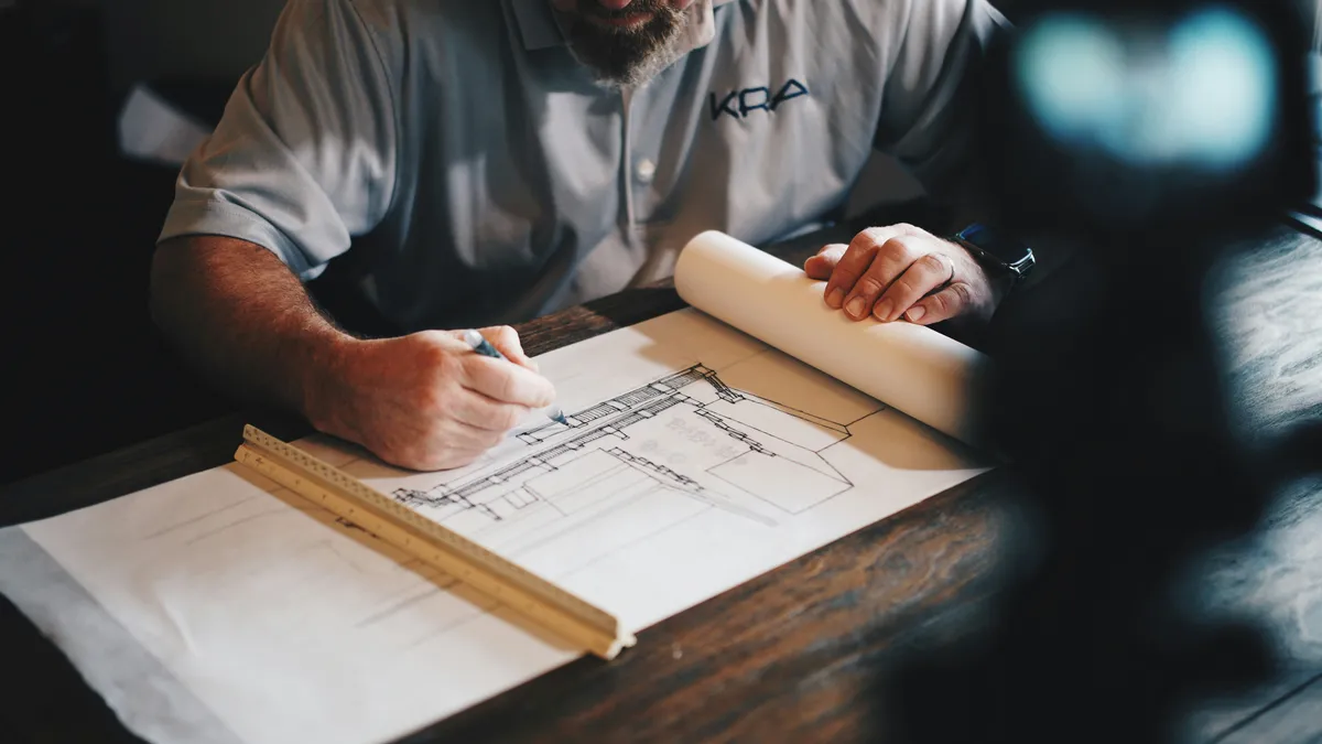 Architectural drawing and measuring tools — licensed planning reference photograph