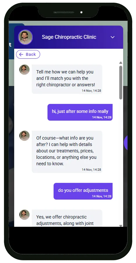 An AI conversational chat bot from ai bridge club on a mobile phone