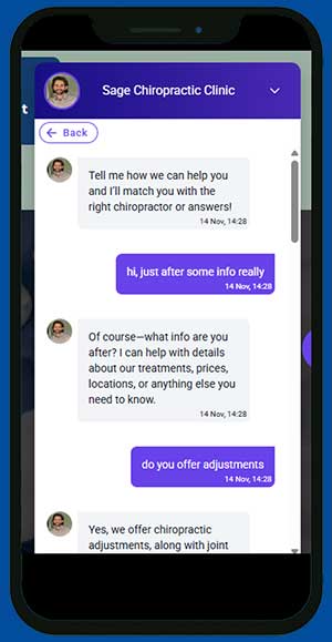 An AI conversational chat bot from ai bridge club on a mobile phone