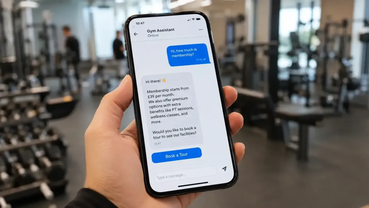 AI chatbot for gyms UK — capturing member enquiries on website and social media 24/7