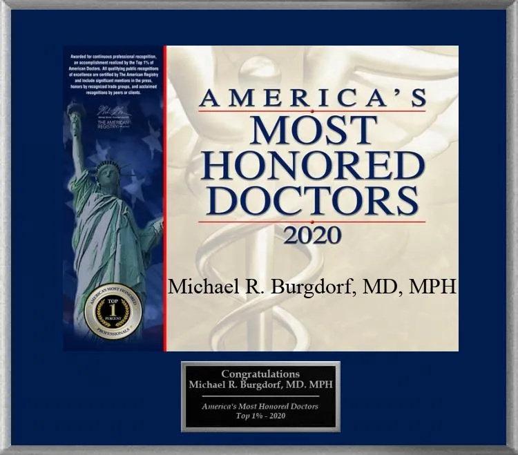 Dr. Burgdorf's award america's most honored doctor