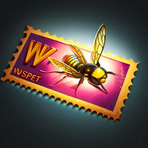 cartoon wasp landing on a voucher