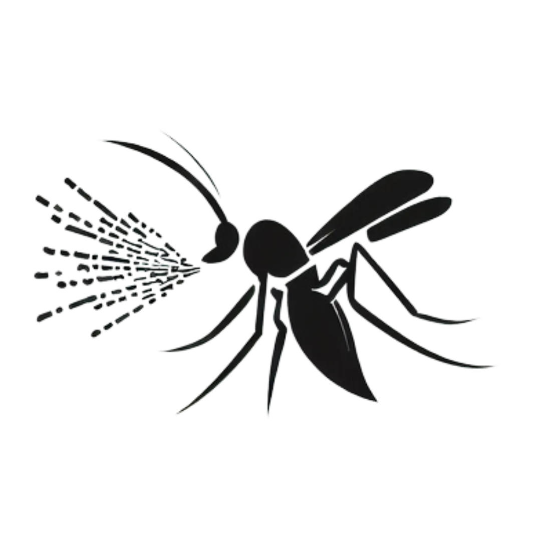 black logo of a mosquito spraying liquid