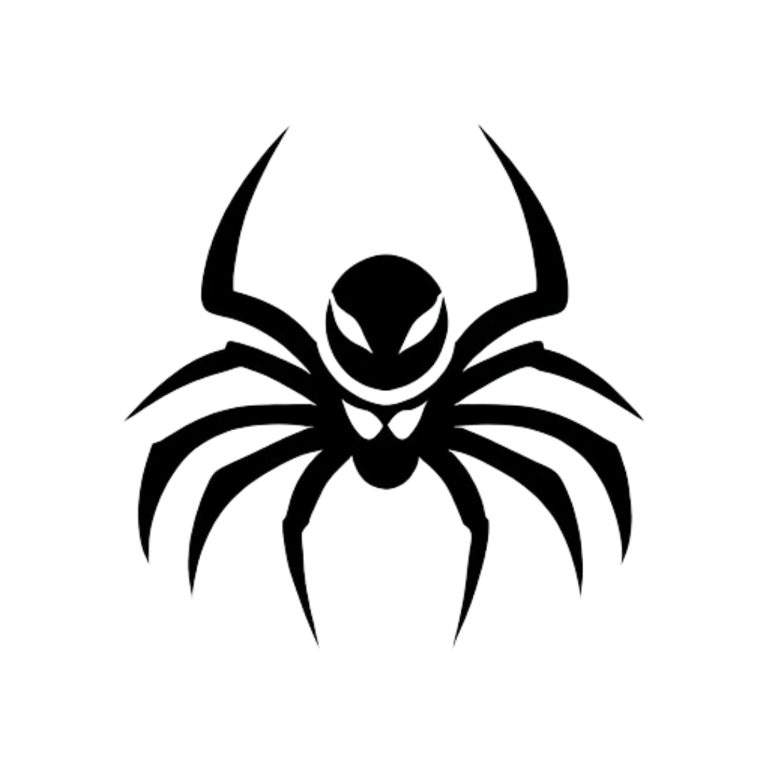 black logo of a spider