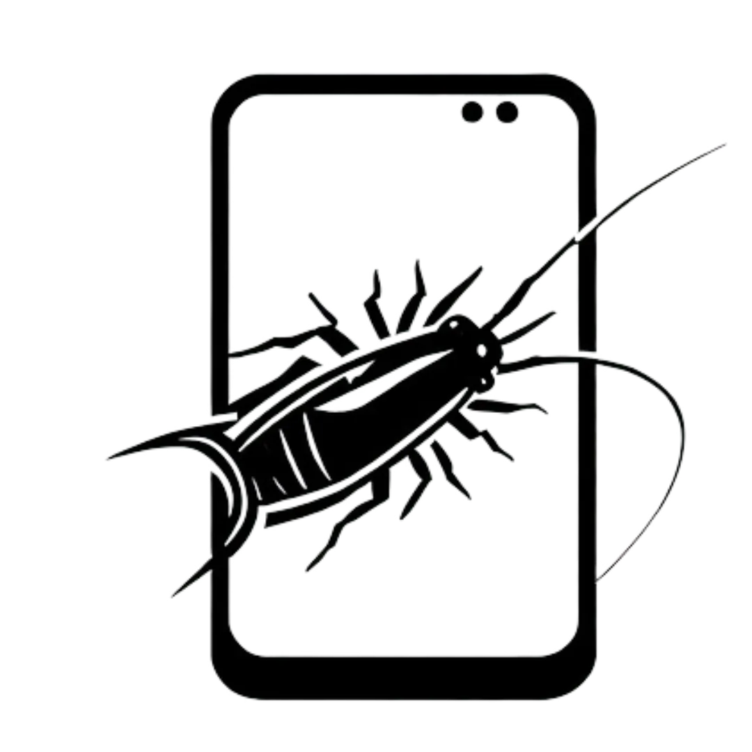 black logo of a silverfish on a mobile phone