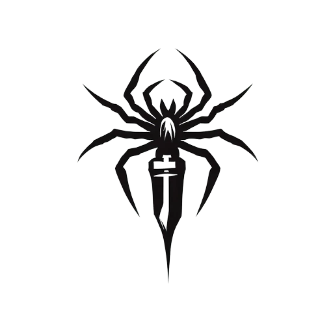 black logo of a spider on a pen