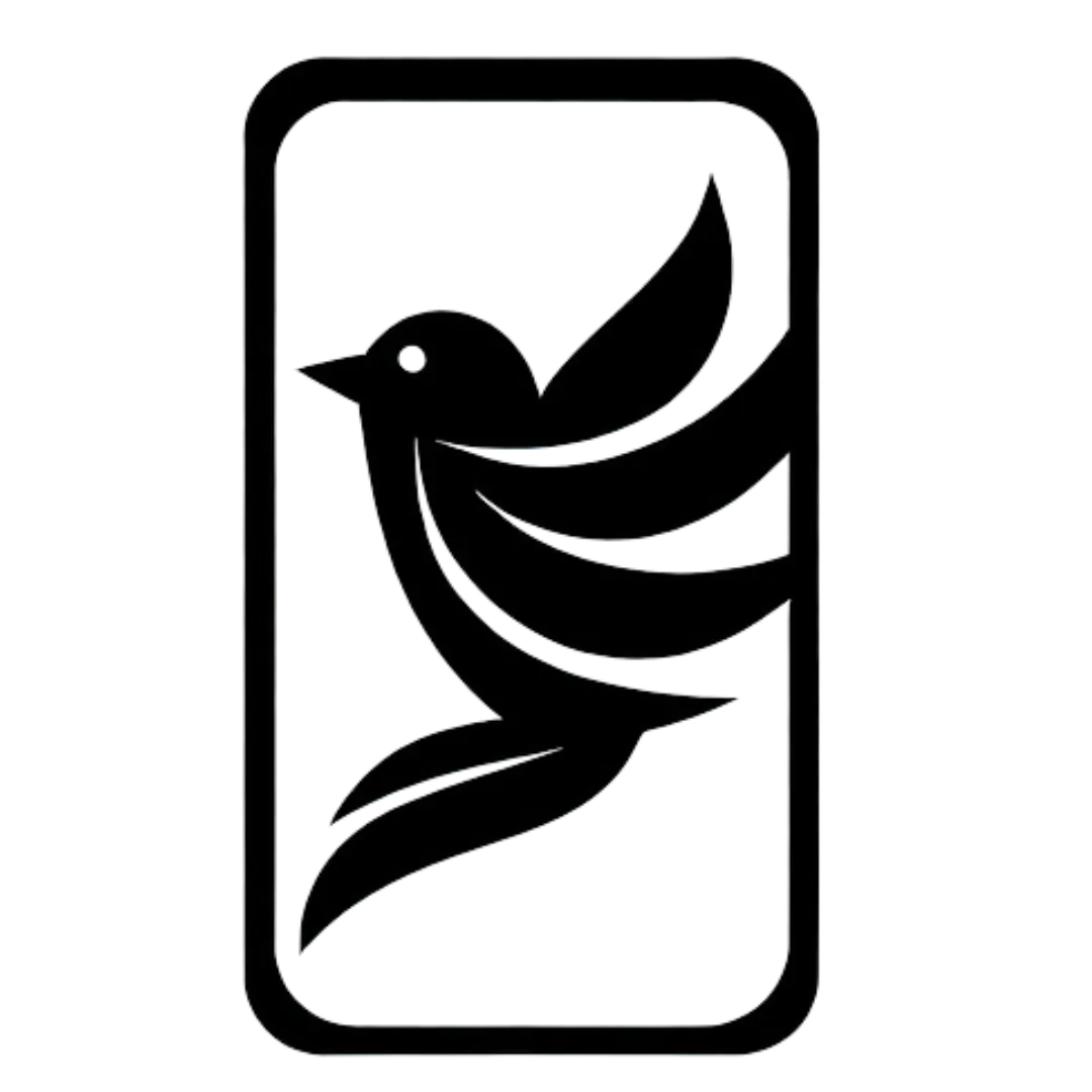black logo of a bird on a mobile phone